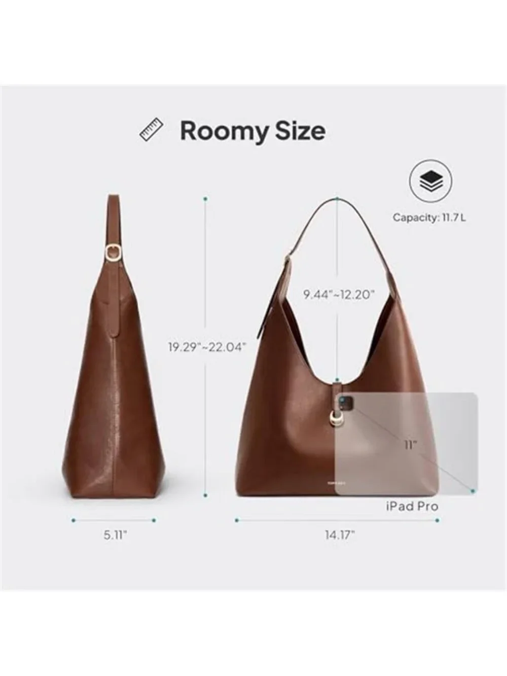 Slouchy Hobo Bags for Women, Large Shoulder Handbag with Wallet,Chic PU Leather